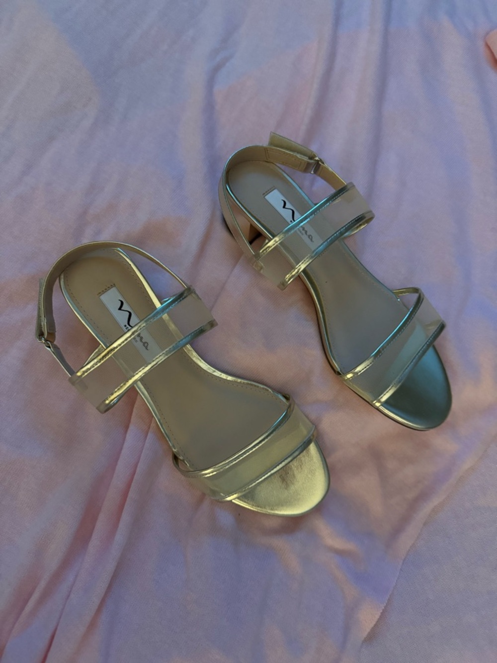 Nina Shoes Metallic Gold Double-Strap Sandals